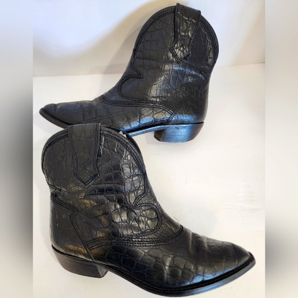 Vero Cuoio Women's Black Crocodile Embossed Cowboy Rodeo Western Boots, sz 7.5 - Picture 10 of 13